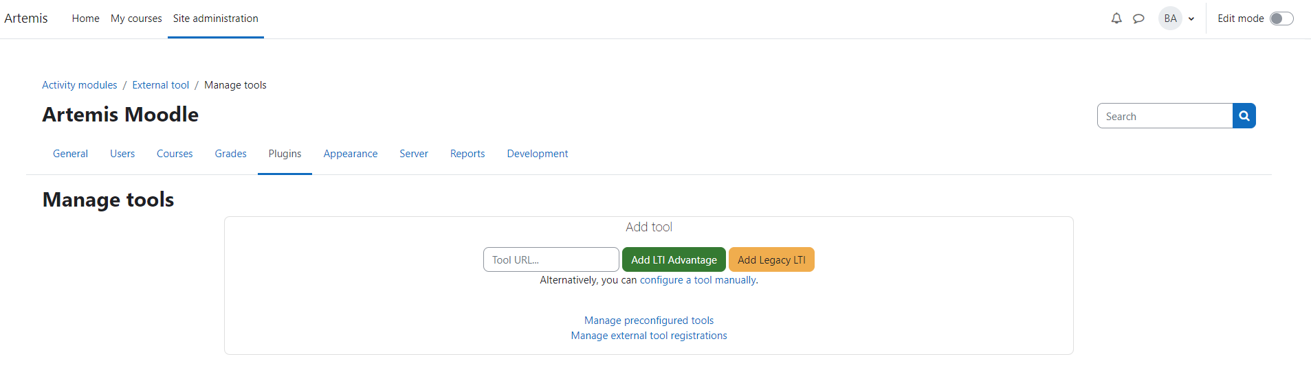 Moodle - Site Administration