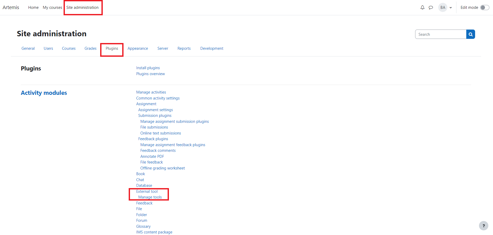 Moodle - Site Administration