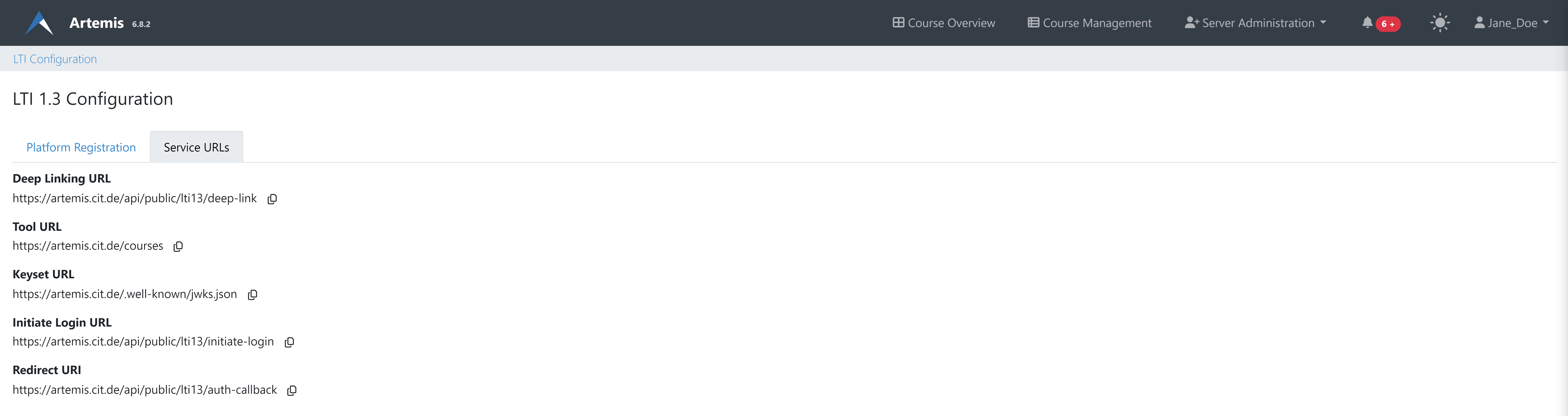 Server LTI 1.3 Configuration - Service URLs